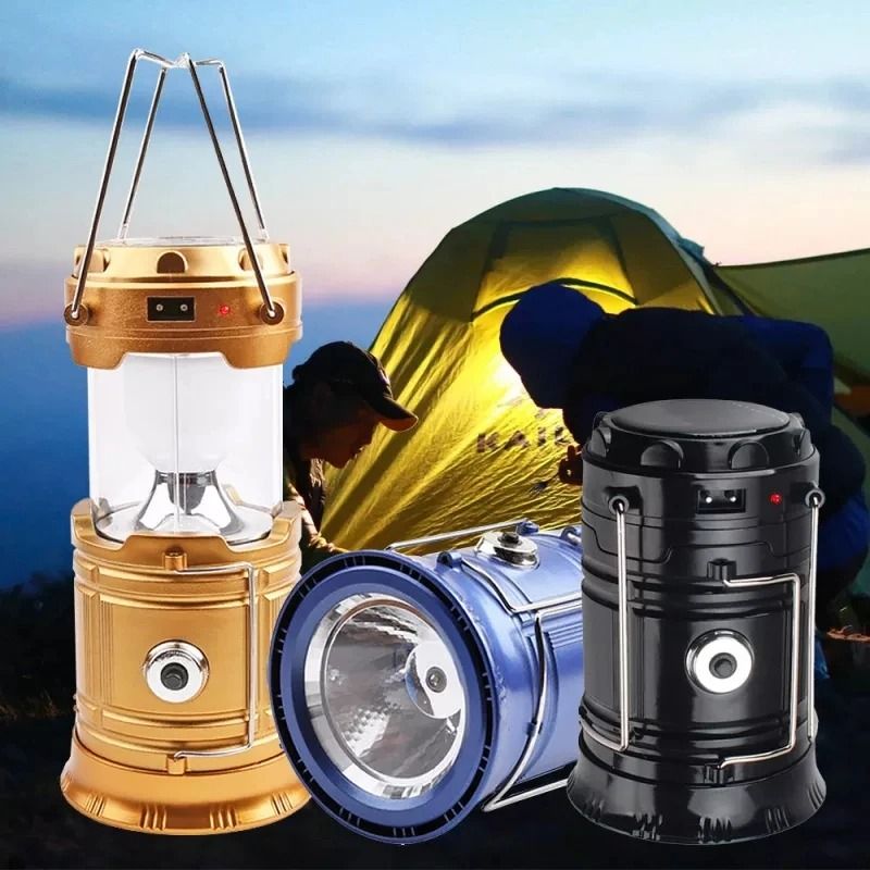 Portable Solar Charger Camping Lantern | USB Rechargeable Folding Camp Tent Lamp for Outdoor Lighting