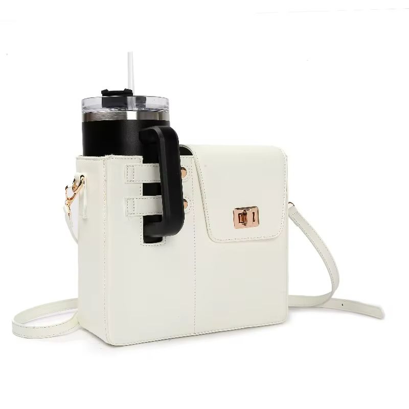 CarryEase Water Bottle Carrying Bag – Strap Style Stanley Tumbler Pouch & Coffee Cup Sleeve