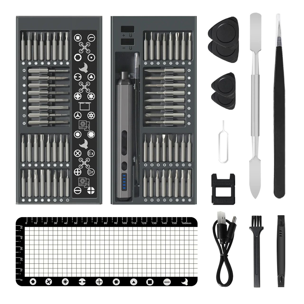 68/76 IN 1 Precision Electric Screwdriver Set 5 Levels Adjustable with Fill Light