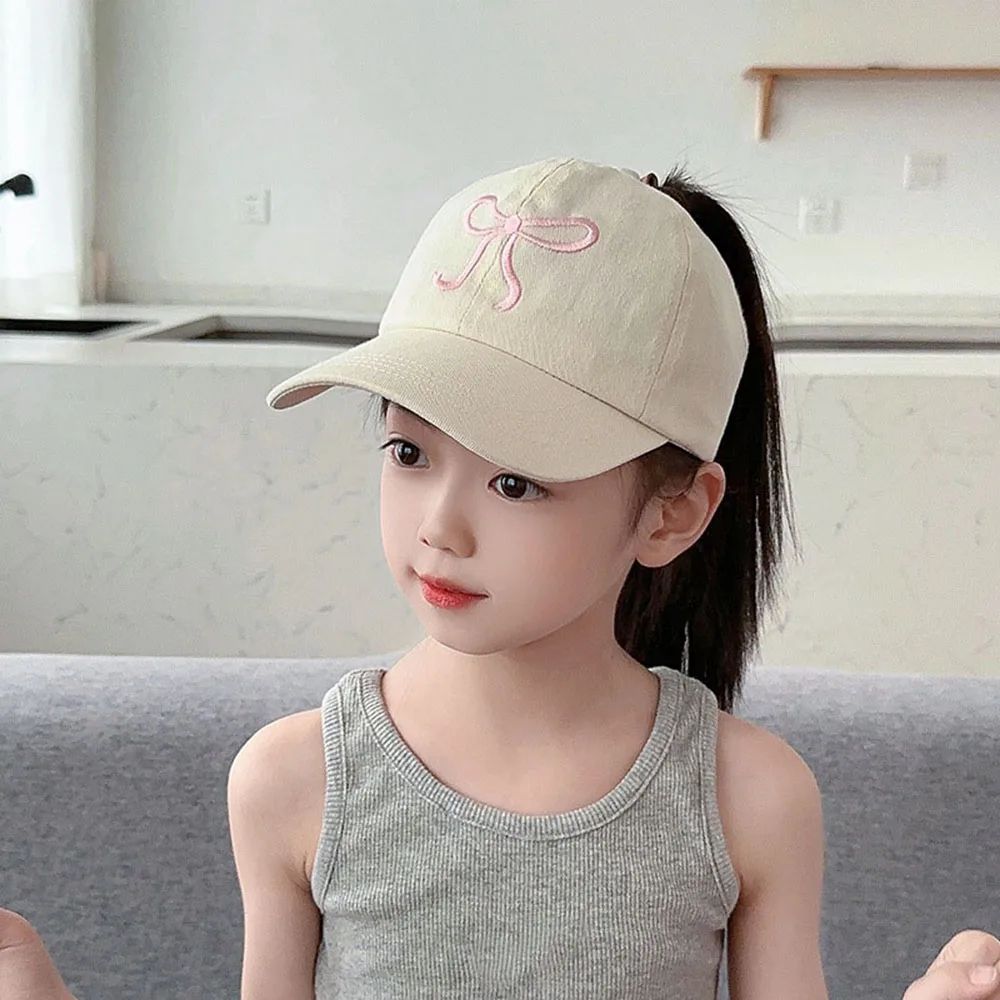 Kids High Ponytail Bowknot Baseball Cap