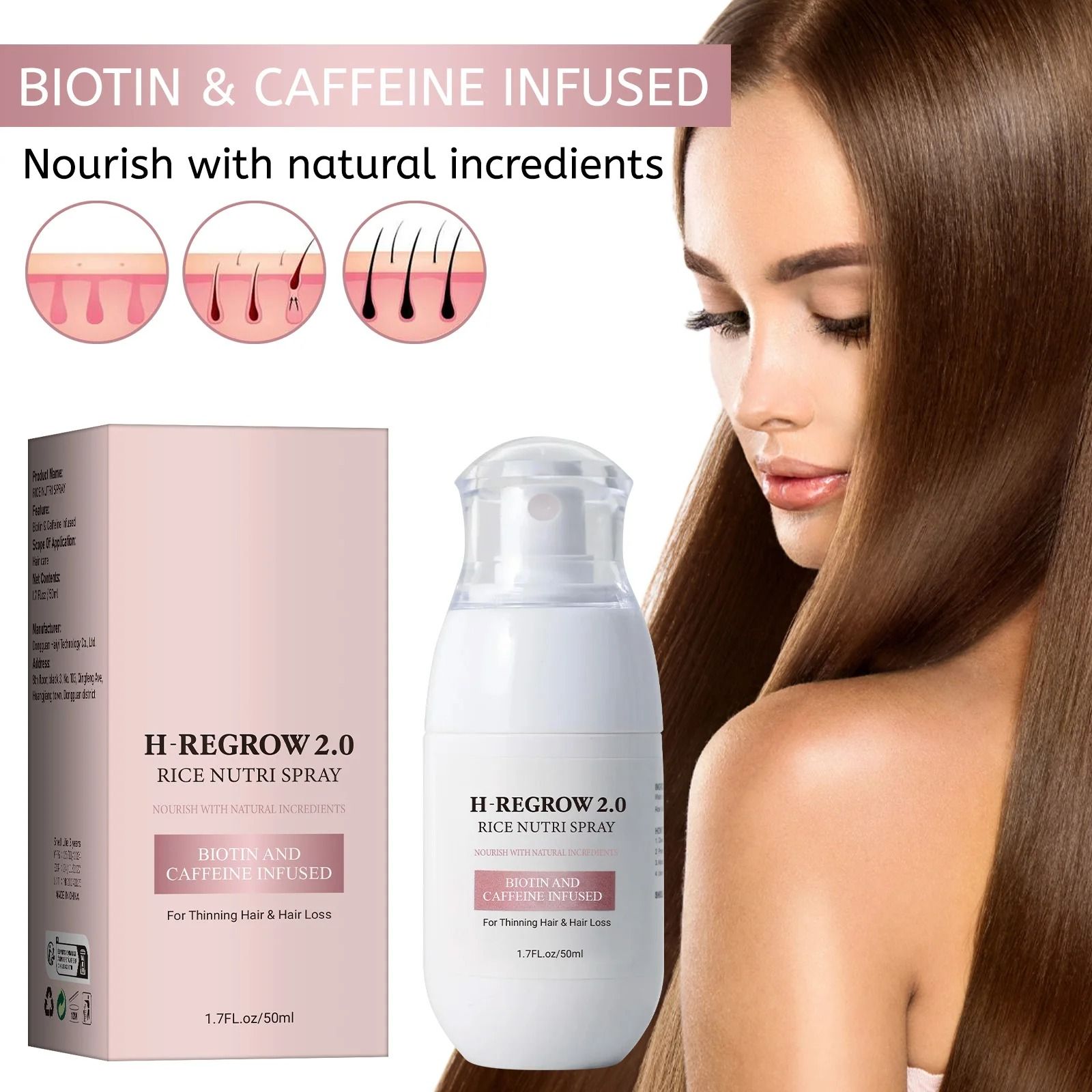 Rice Water Hair Spray for Thinning Hair Strengthening Nourishing 100 ml