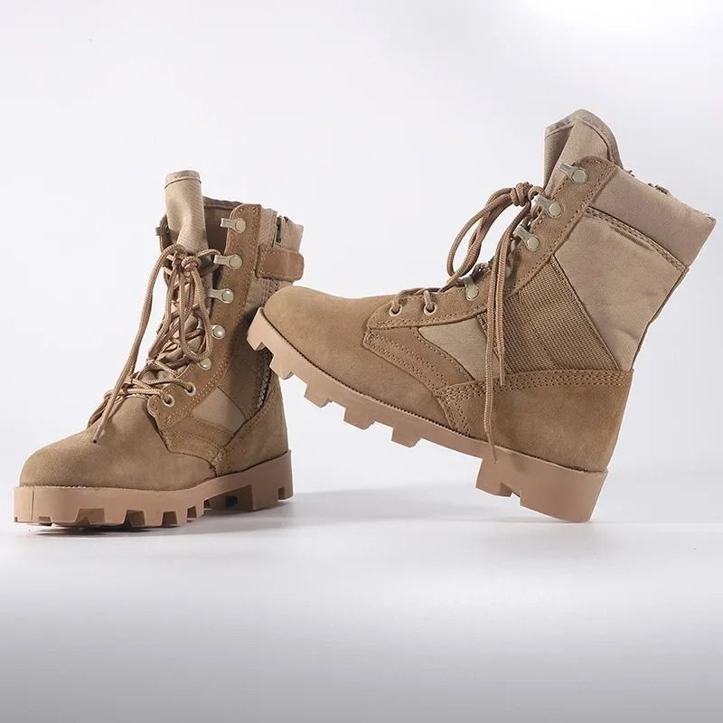 Mens Lace Up Waterproof Canvas Tactical Combat Desert Ankle Boots
