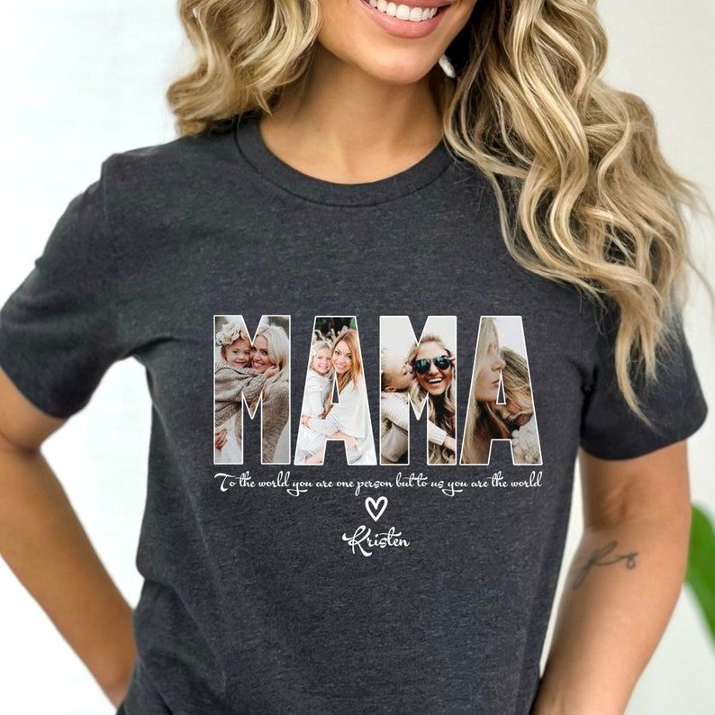 Custom Mama Photo Shirt Personalized Mother's Day Gift, Customizable Mama Tee Grandma Gift