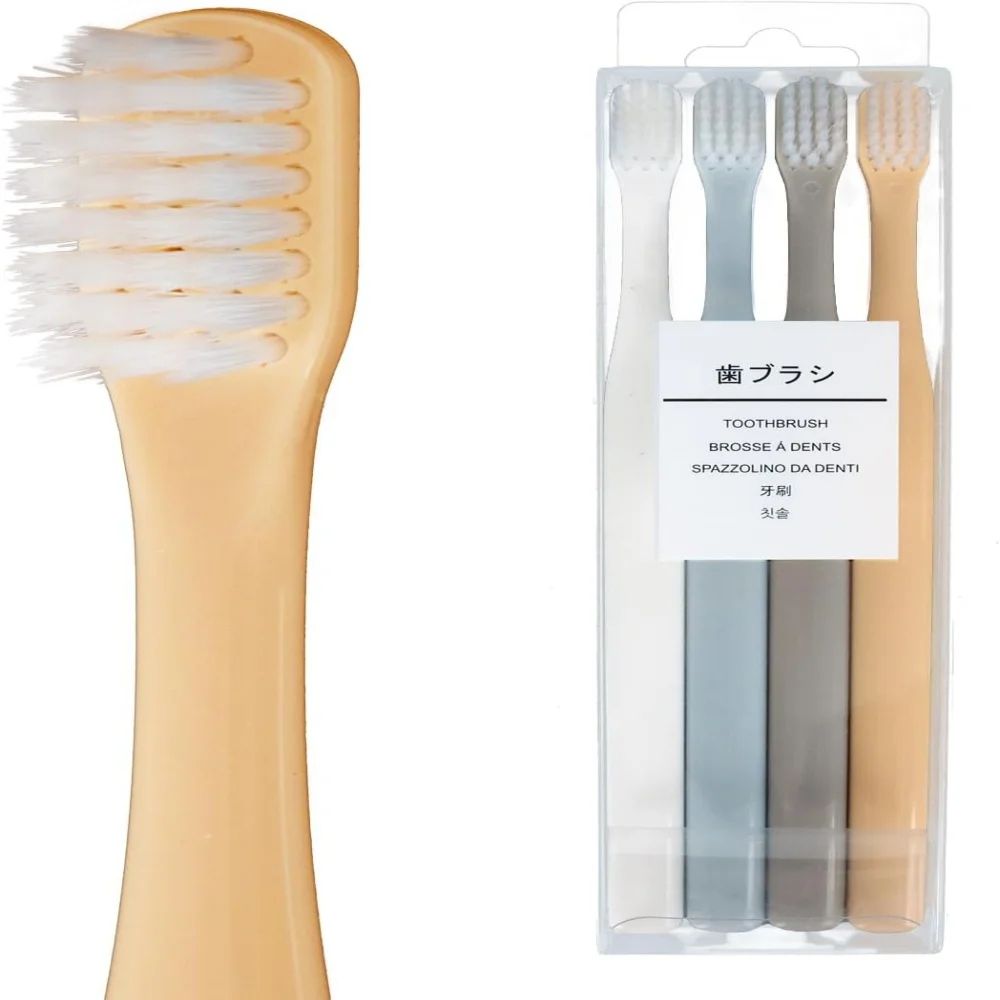 4 Pcs Soft Bristle Small Head Toothbrush Set - Nordic Color Handles, Gentle Care for Sensitive Gums, Deep Clean Comfort