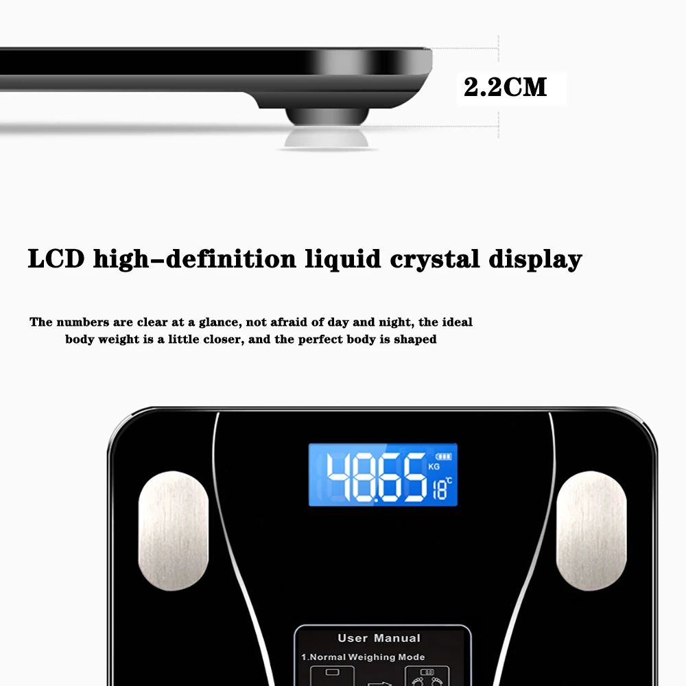 Bluetooth Smart Body Weight Scale Rechargeable Digital Scale