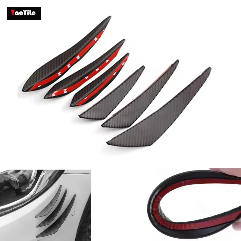 Universal Carbon Wire Pattern Car Spoiler, Crescent Shaped Modification, Front Bumper Side Skirt Parts