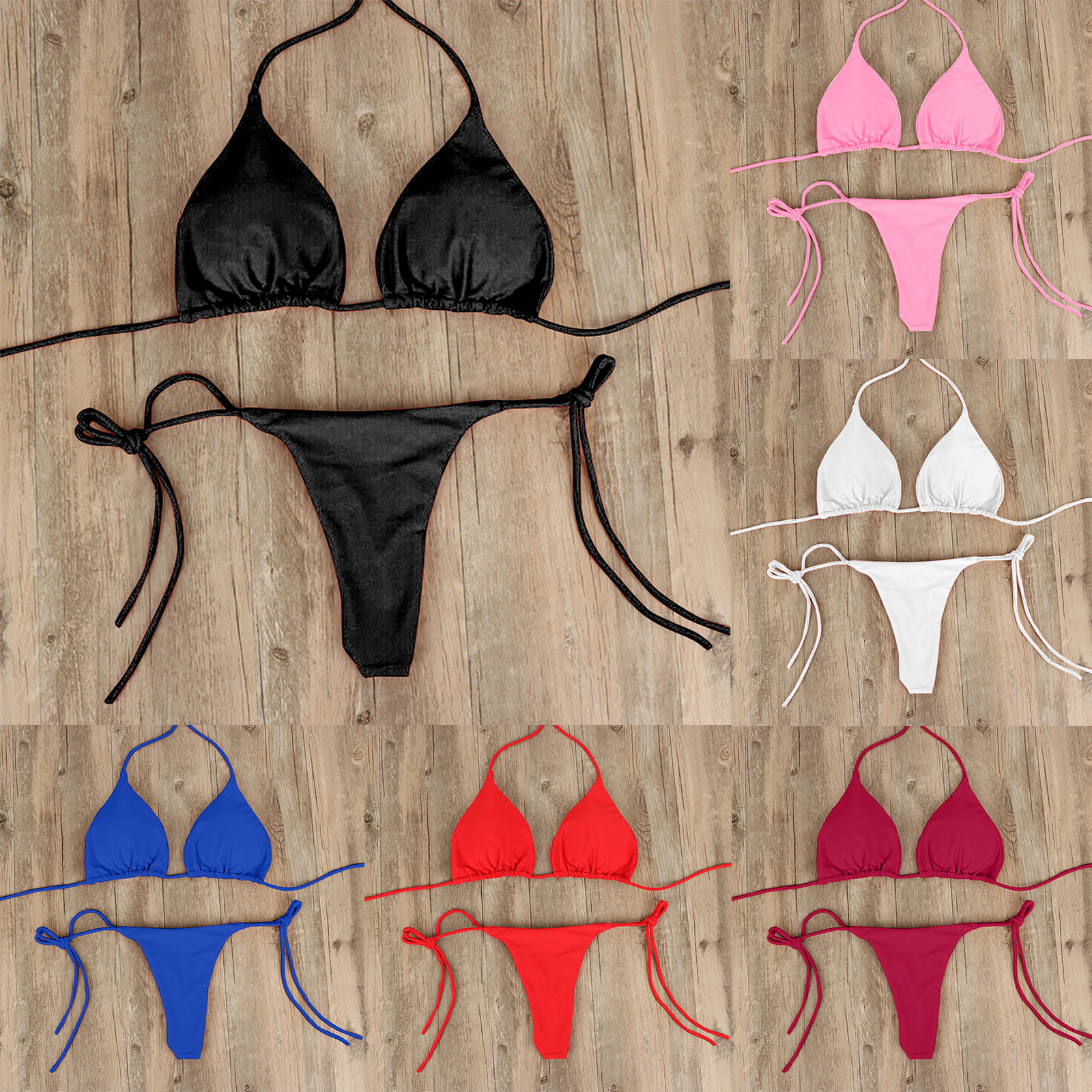 Sexy Summer Swimsuit Women Bikini Set, Push-up Padded Bra, Thong Swimwear, Beachwear Bathing Suit
