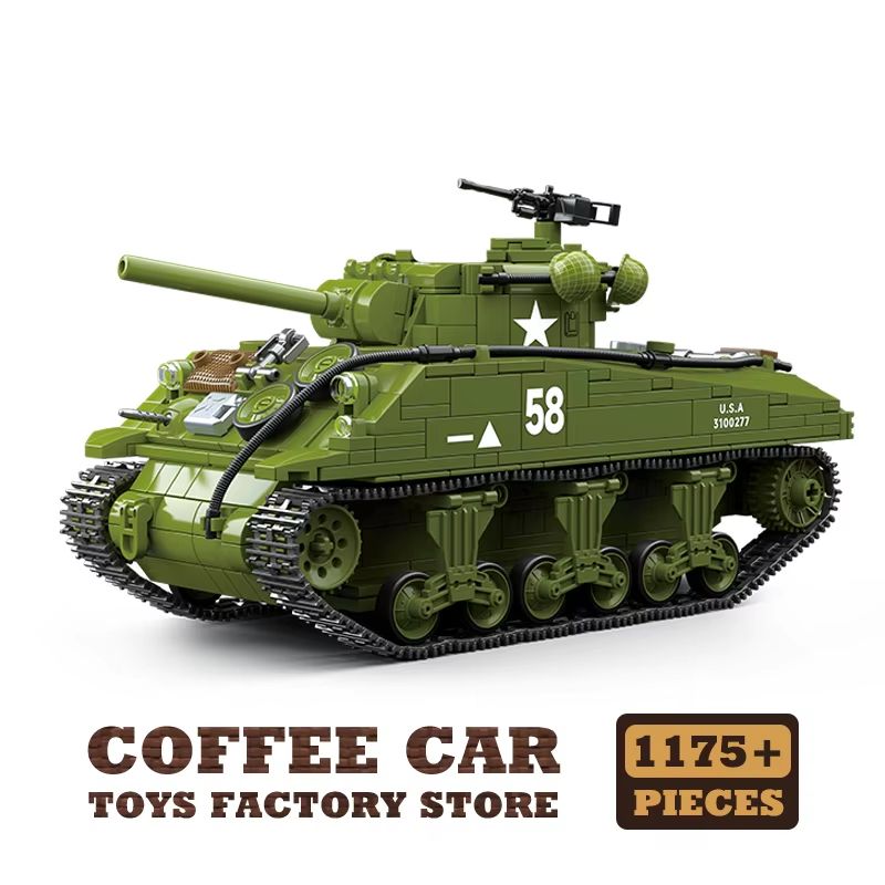 M4A3 Medium Tank Building Blocks Set WWII Military Model Toy