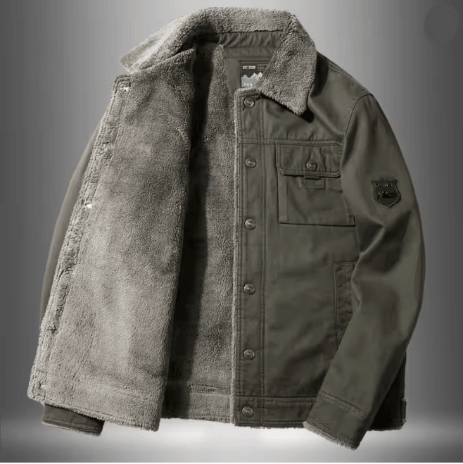 Mens Lamb Wool Jacket Thick Military Style Winter Coat Plus Size