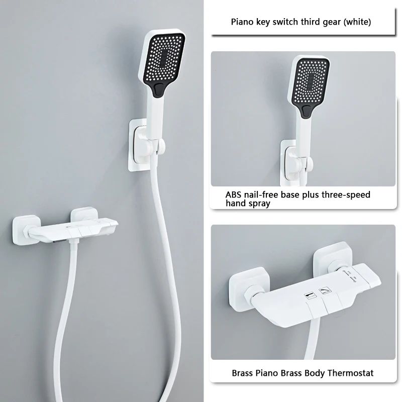 Modern Grey Piano-Key Digital Display Shower System – 2-Way Wall Mounted Shower Set with Tub Spout