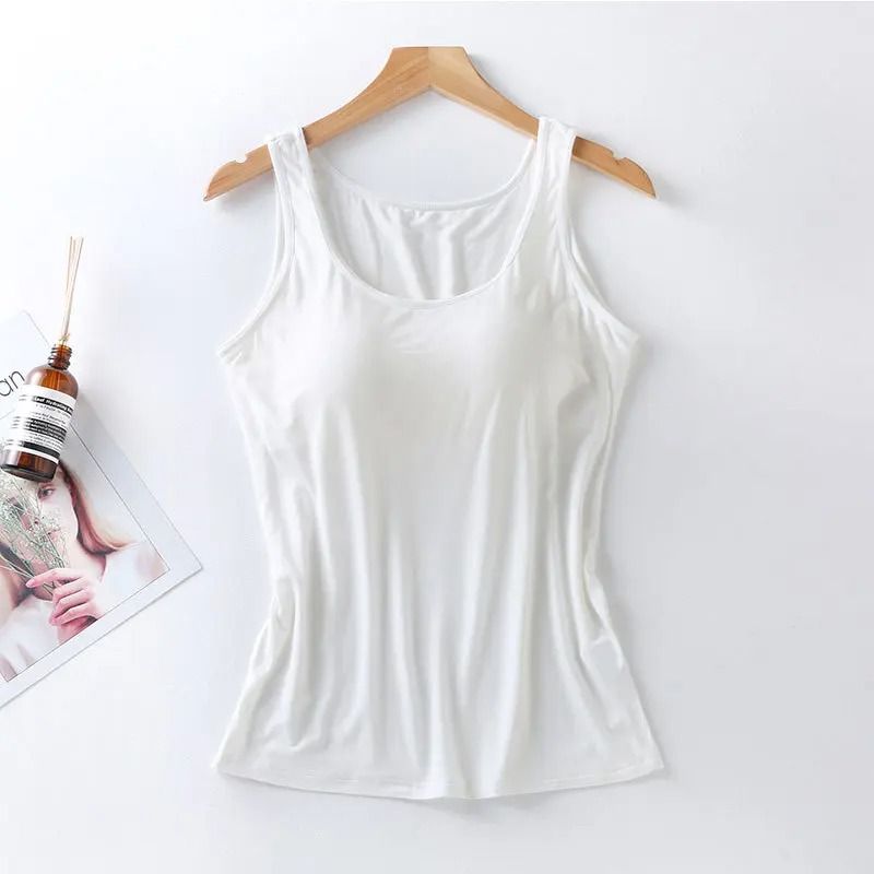 Women Slim Fit Tank Top with Built In Bra