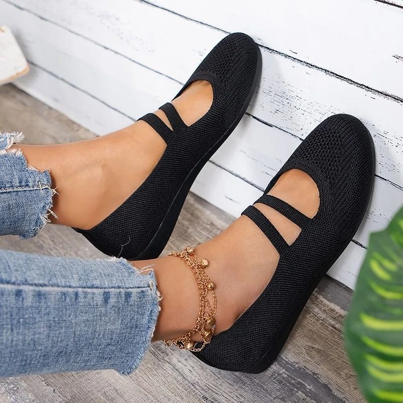 Womens Elastic Knitted Slip On Breathable Loafers Lightweight Street Flats