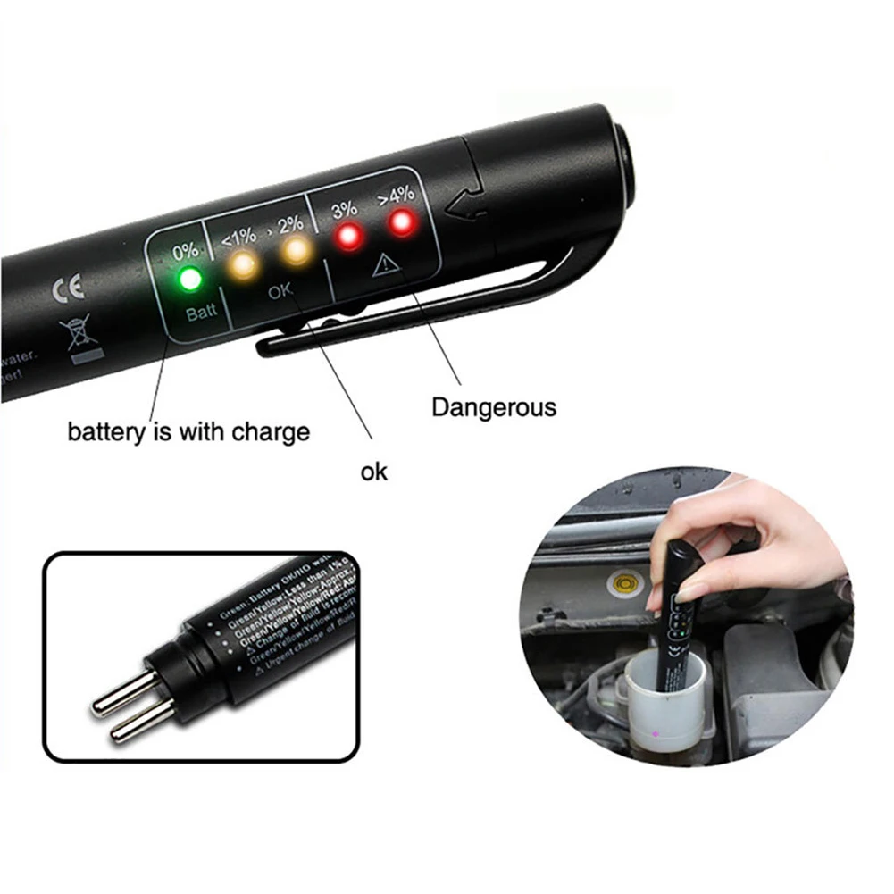 Electronic Brake Fluid Tester Pen, Car Oil Moisture Meter, Universal Brake Fluid Testing Tool