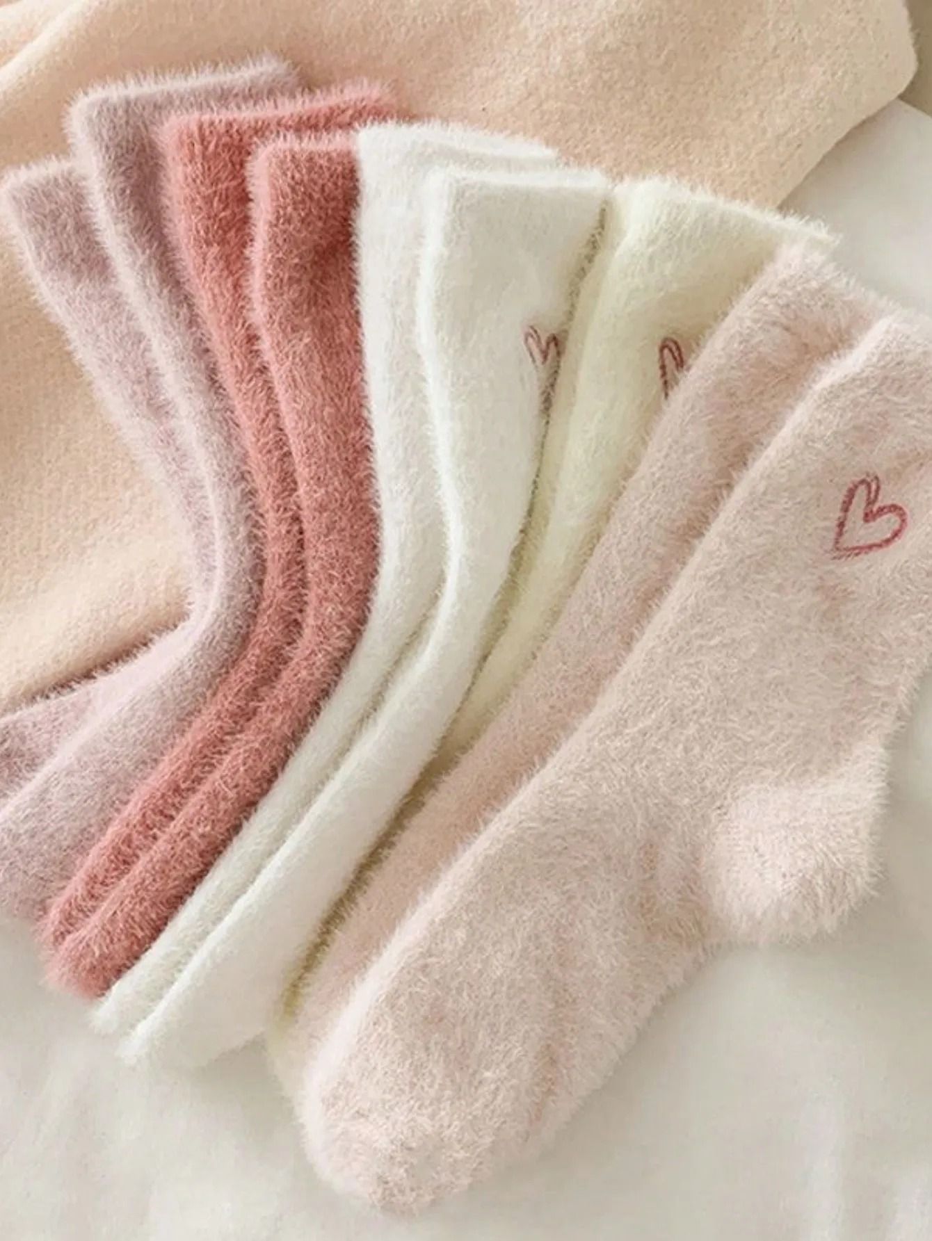 Womens Thickened Mink Fur Socks 5-Pair Set Warm Plush Home Sleepwear