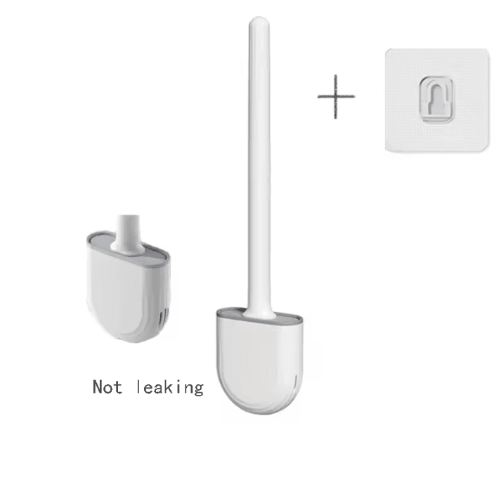 Wall-Mounted Silicone Toilet Brush with Holder – Long Handle Hygienic Bathroom Cleaning Tool
