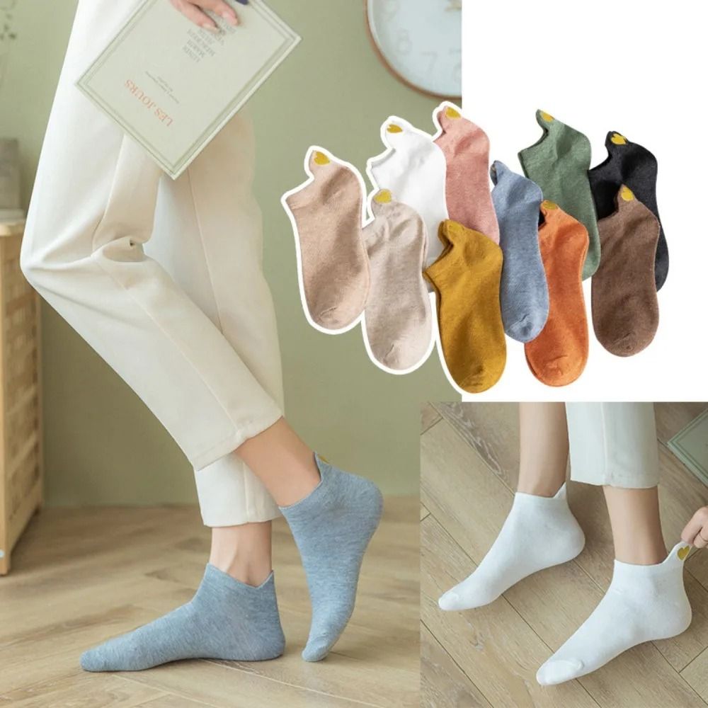 Sweet Heart Embroidered Low-Cut Boat Socks and Active Compression Anklets