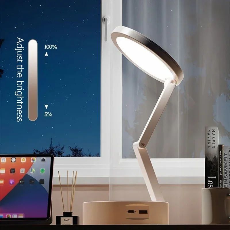 Rechargeable Foldable LED Desk Lamp with Clock
