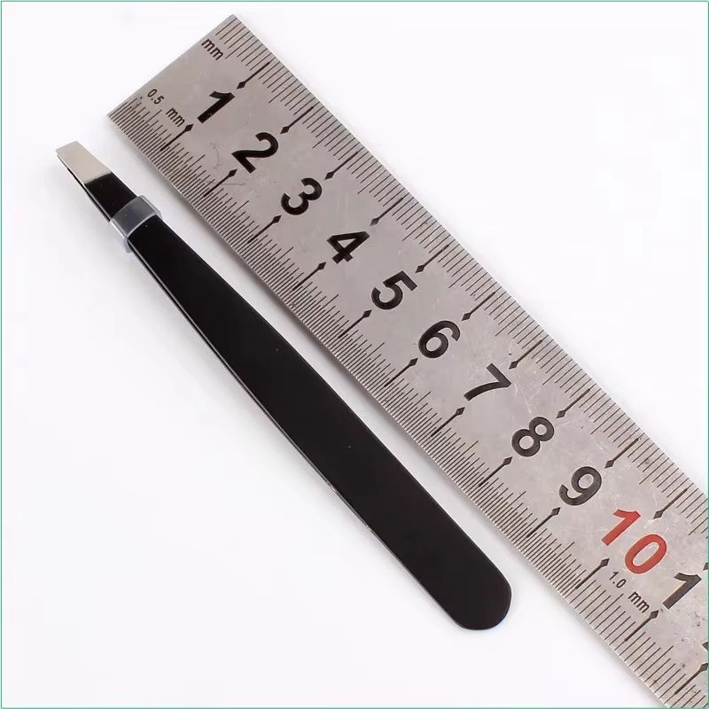 Precision Stainless Steel Eyebrow Tweezers – Slant Tip Hair Removal Tool for Makeup, Eyelash Extension & Double Eyelid A
