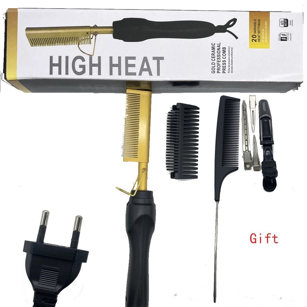 Electric Hot Comb Hair Straightener Fast Heating Pressing Comb Brush