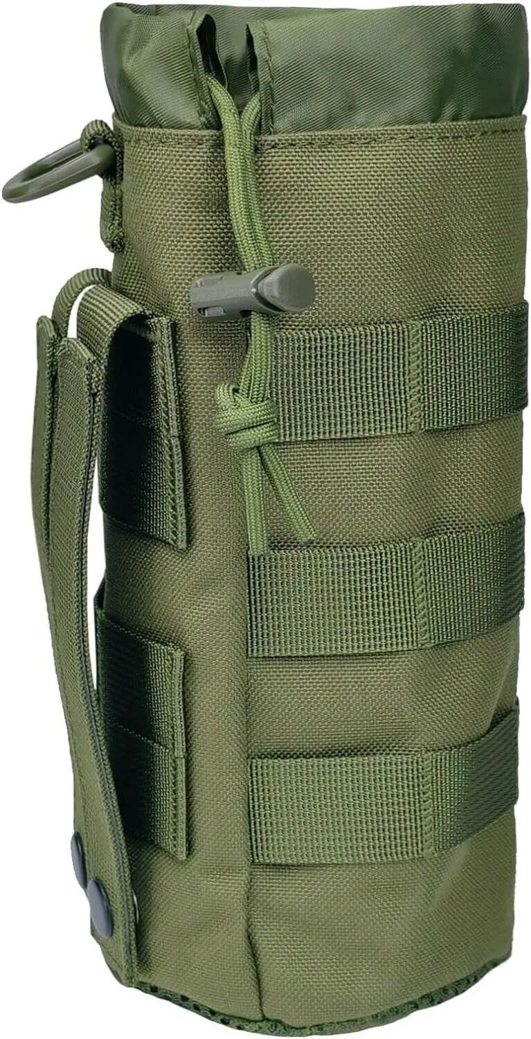 Tactical MOLLE Water Bottle Pouch High Density 1000D Nylon Bottle Holder with Drawstring and Mesh Bottom