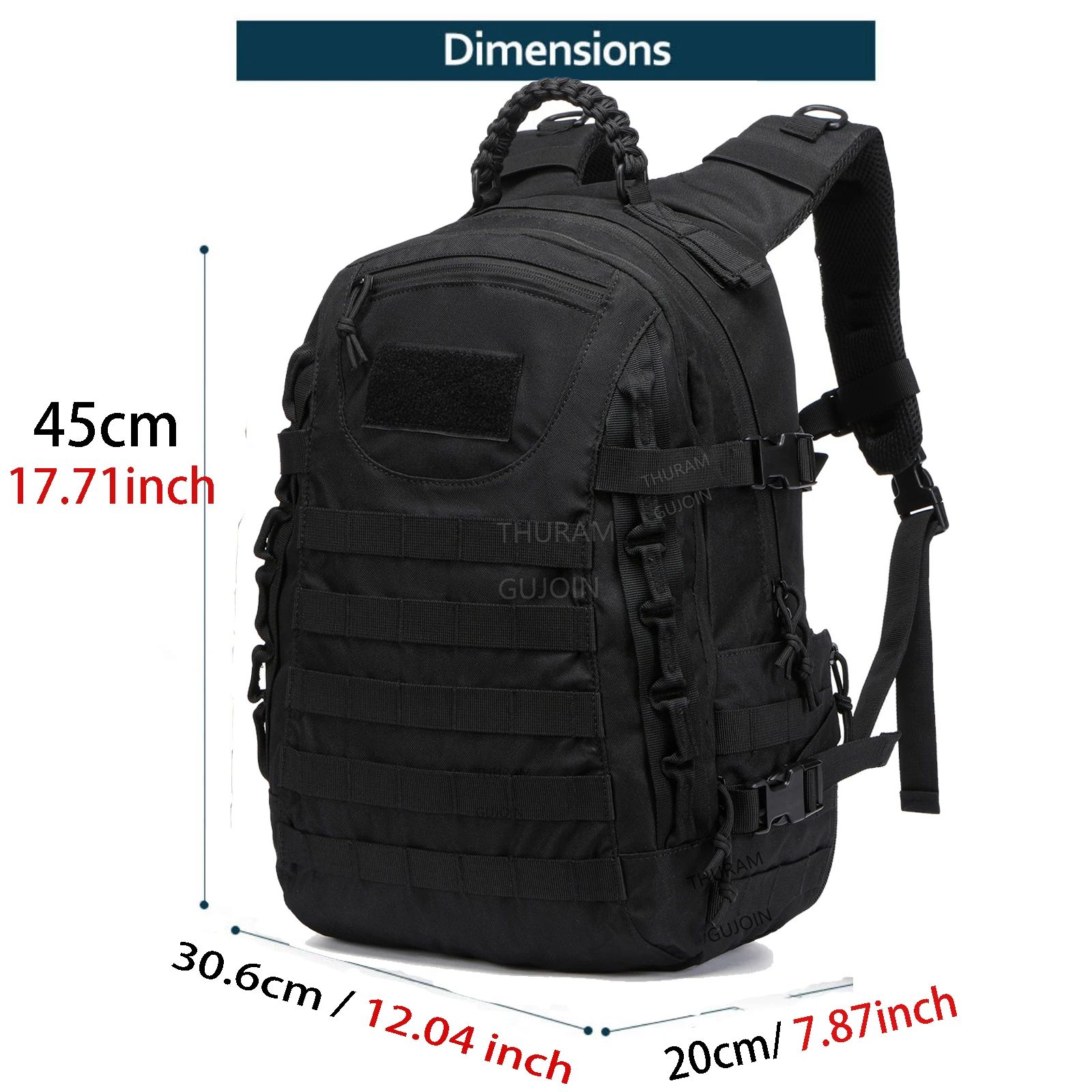 38L Tactical Backpack Waterproof Military Rucksack with MOLLE System