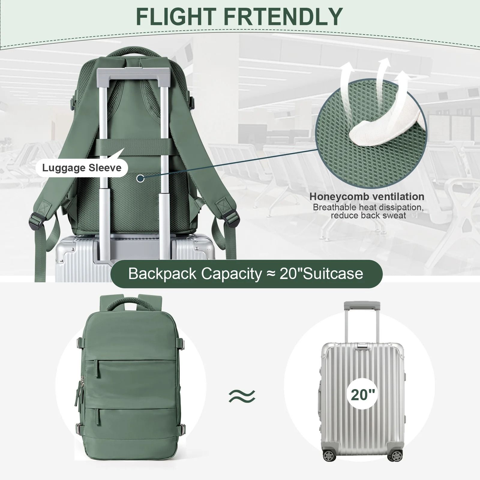 Travel Cabin Backpack Lightweight Carry On Hand Luggage Bag
