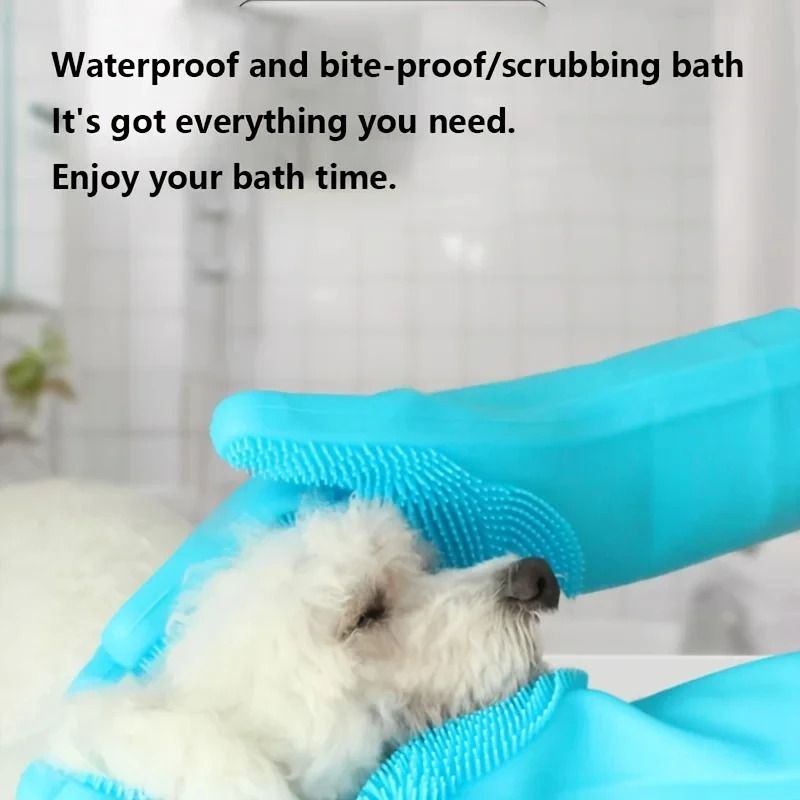 Pet Grooming Gloves Silicone Hair Removal Dog Bath Shampoo Scrubber Glove