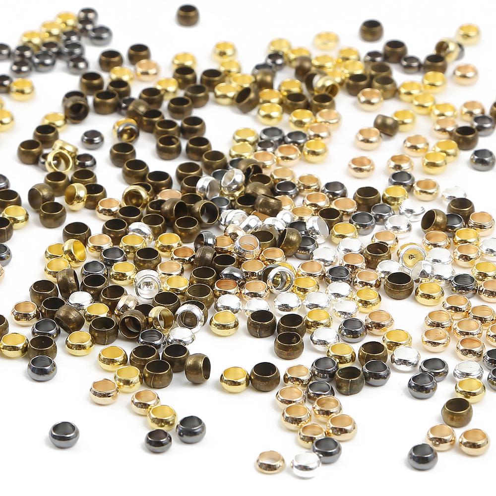 Gold, Silver, Copper Ball Crimp End Beads: 1.5-4mm Spacer for DIY Jewelry Making - Earring & Necklace Supplies