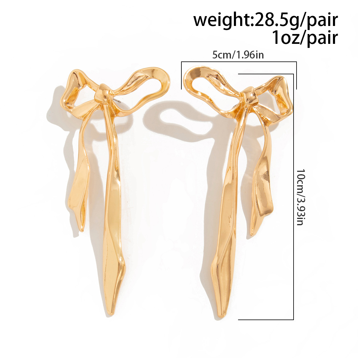 Ingemark Gold Bow Bowknot Long Tassel Drop Earrings, Classic Piercing Earrings for Women