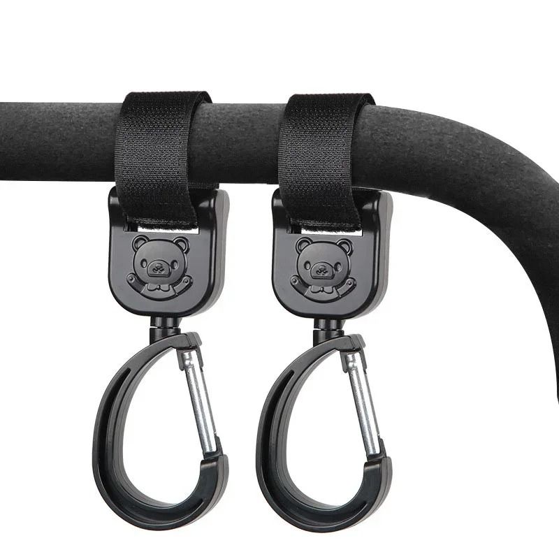 Baby Stroller Pram Hooks 360 Rotation Universal Bag Hanger Clip Set