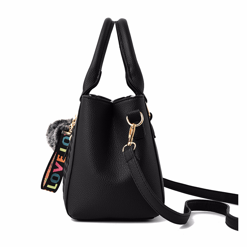 Embroidery Leather Messenger Handbag for Women – Stylish, Practical & Trendy Women's Bag with Hair Ball Accent