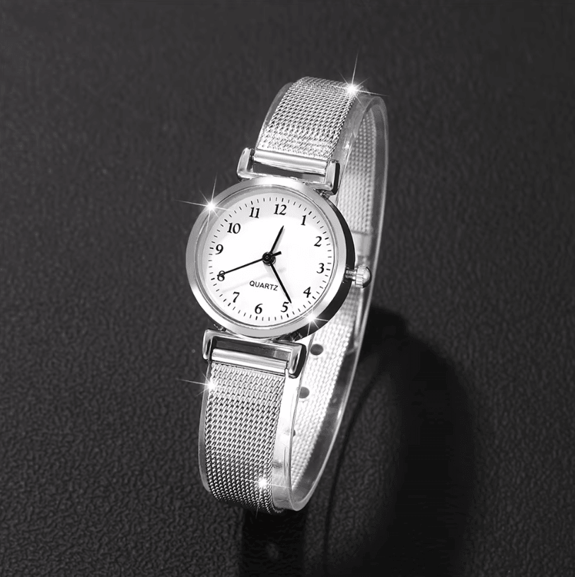 Womens Bracelet Watch Set Quartz Simple Dial Casual Dress Watch and Jewelry Set