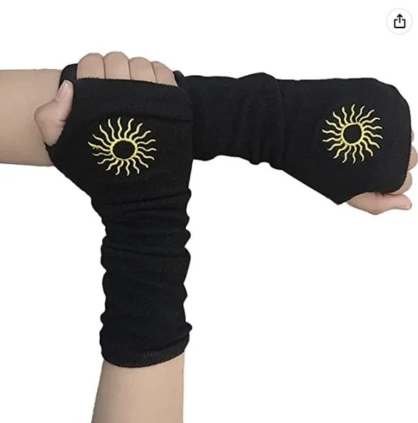 Warmer Knitted Long Fingerless Gloves Lady Striped Elbow Mittens