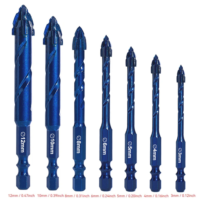 Motorcycle Repair Tools High-End Blue Serrated Drill Bit for Ceramic, Glass, Marble, Concrete, and Stainless Steel