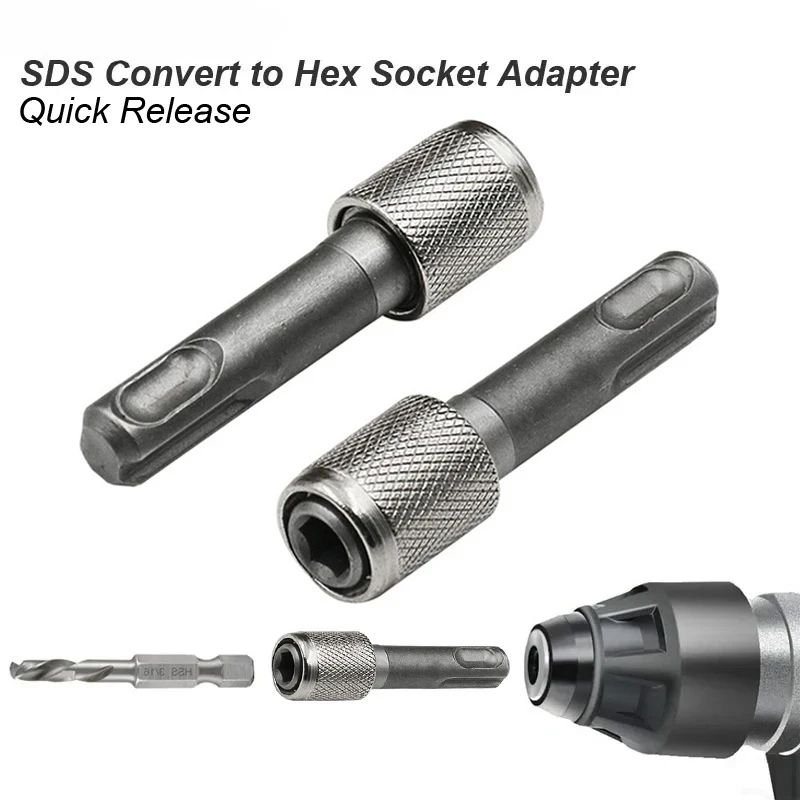 SDS Plus to 1/4in Hex Adapter – Drill Bit Converter for Electric Hammer & Impact Driver