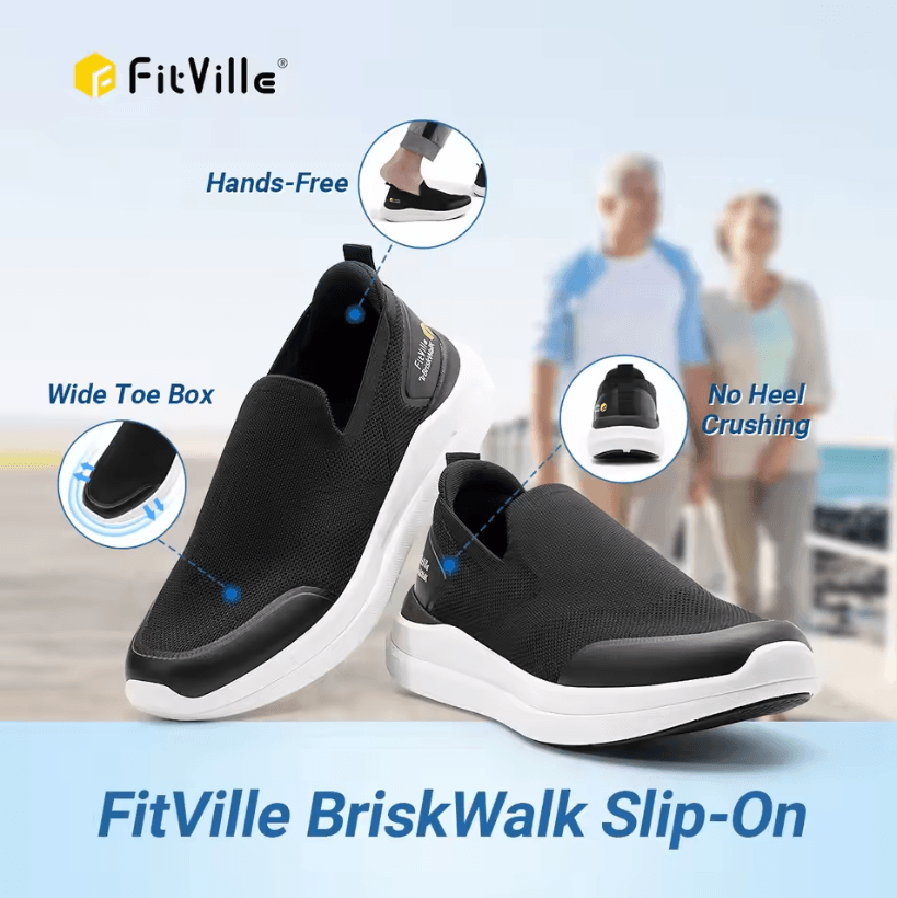 FitVille Mens Extra Wide Walking Shoes for Plantar Fasciitis and Foot Pain Relief