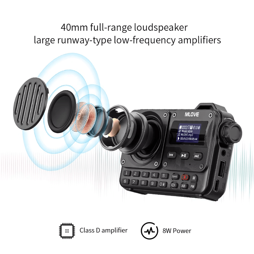 MLOVE BV800 Super-Portable Bluetooth Speaker – FM Radio and MP3 Player with LCD Display