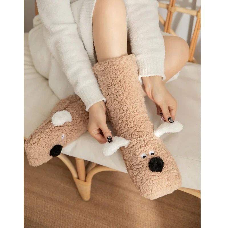 Kawaii Winter Sleeping Socks Soft Cozy Home Socks for Adults