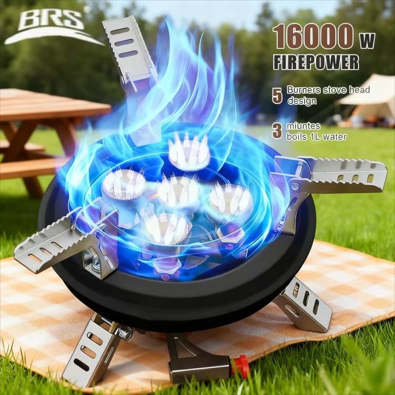 BRS-201A 16000W High Power Camping Gas Stove – Windproof Propane Burner with Piezo Ignition