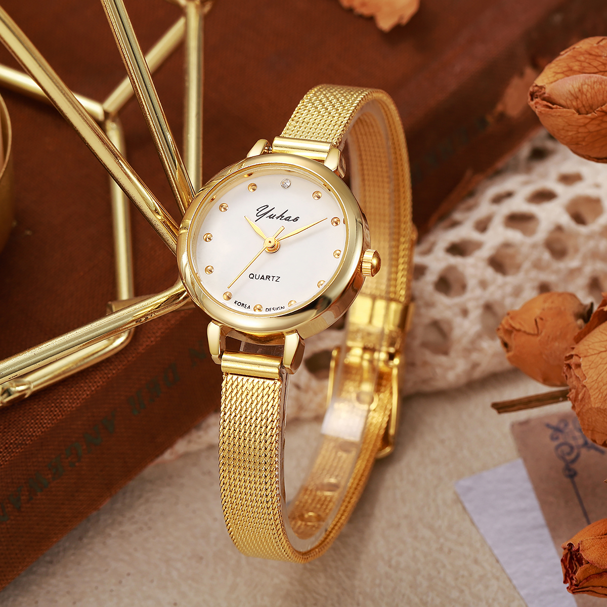 Dot Quartz Watch for Women, New Arrival Light Luxury Fashion Mesh for Christmas and Halloween Gifts