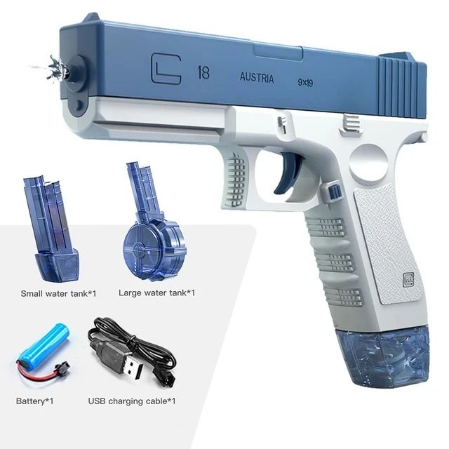 Electric Water Gun with LED Light – Rechargeable Automatic Water Blaster, High-Pressure Continuous Spray
