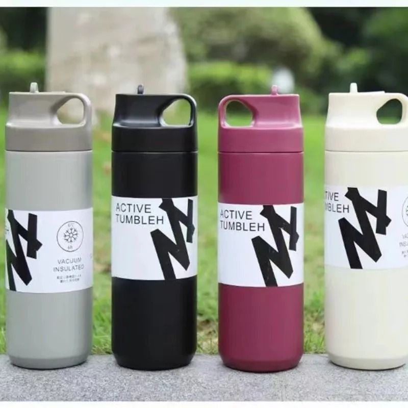 Stainless Steel Vacuum Insulated Straw Water Bottle for Sports Travel and Daily Use