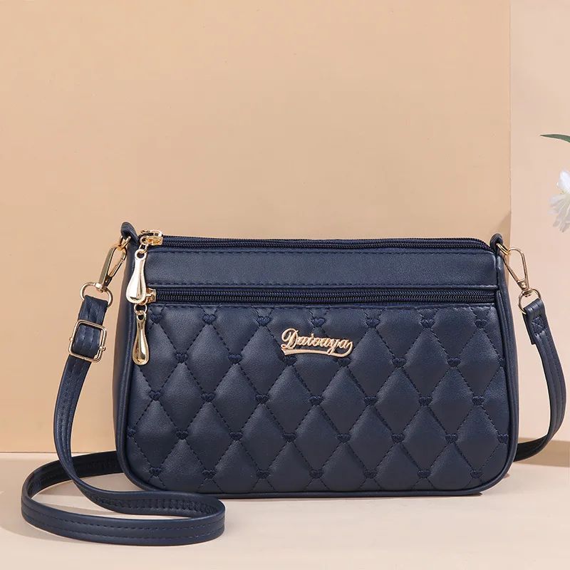 PU Leather Crossbody Bag for Women, Large Capacity Shoulder Handbag with Zipper & Embroidery Design