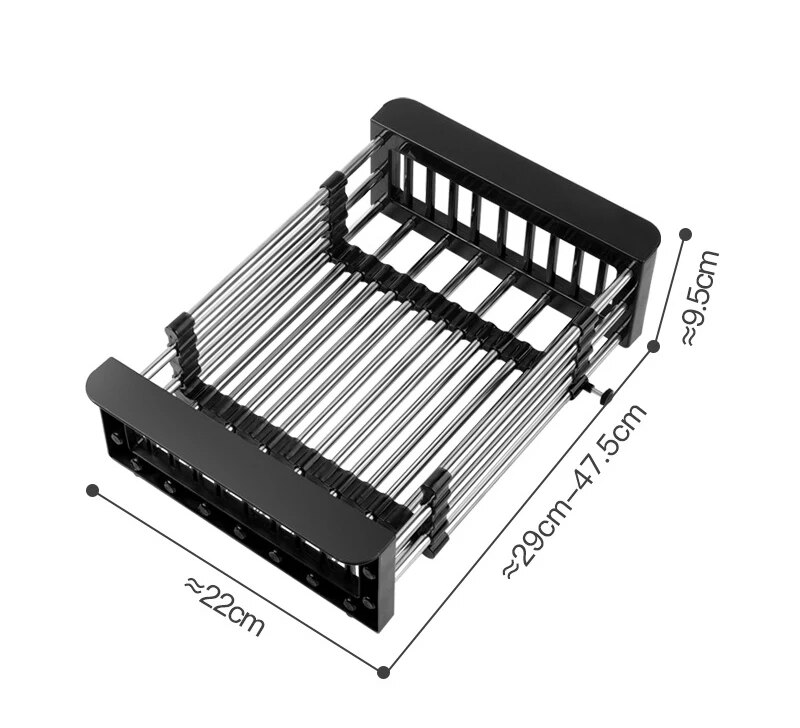 Telescopic Stainless Steel Sink Rack: Adjustable Organizer for Kitchen Sink