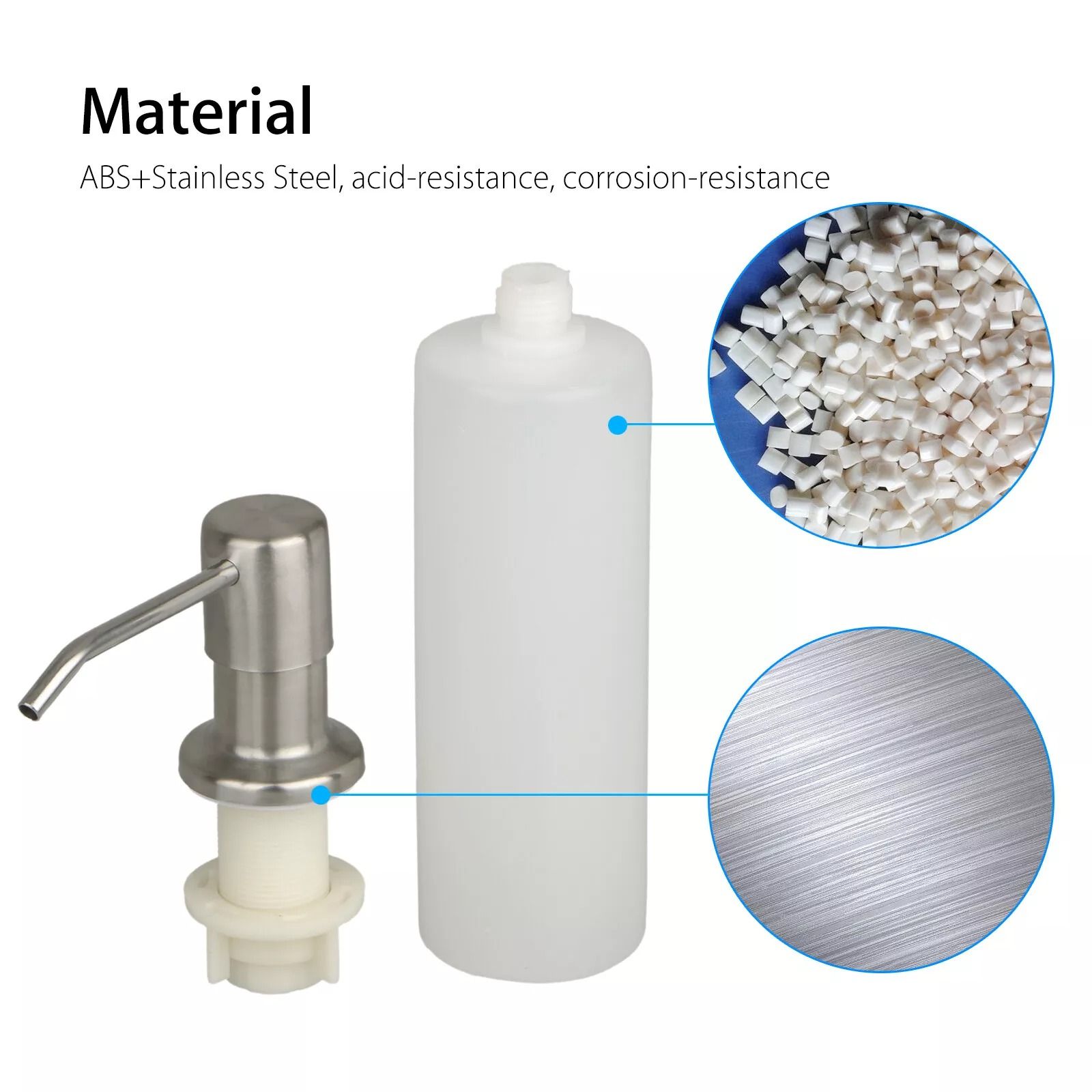 300ml Stainless Steel Kitchen Sink Soap Dispenser, Polish Finish Hand Liquid Pump Bottle