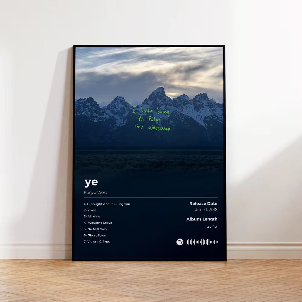 Kanye West Album Canvas Poster Aesthetic Hip Hop Wall Art for Bedroom and Living Room