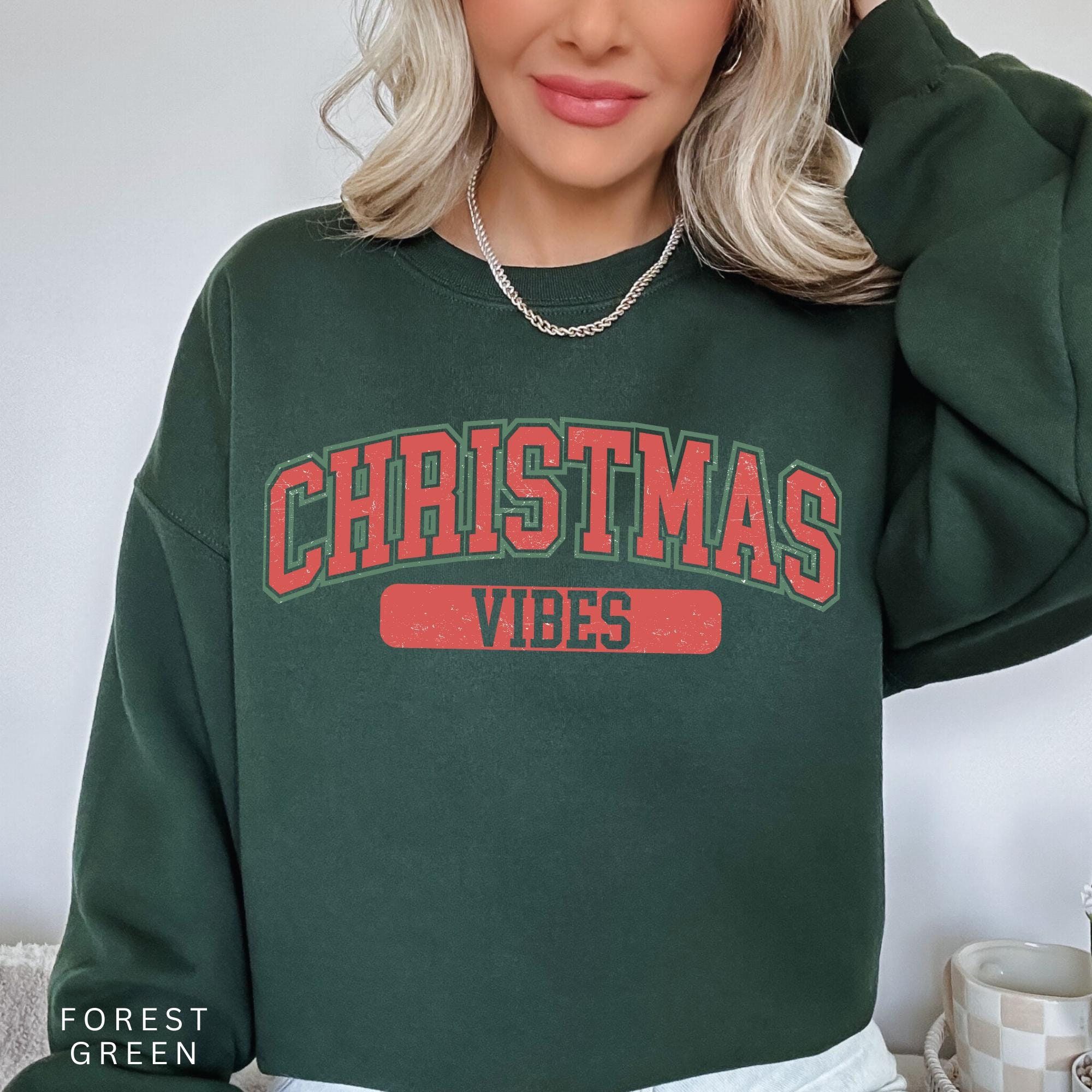 Retro Christmas Vibes Sweatshirt, Cute Christmas Sweatshirt, Christmas Crewneck, Holiday Sweater, Christmas Gift