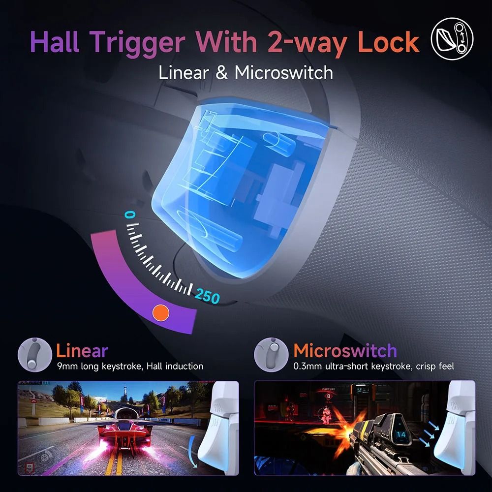 Wireless Game Controller with RGB Effects and Hall Sensor Joysticks
