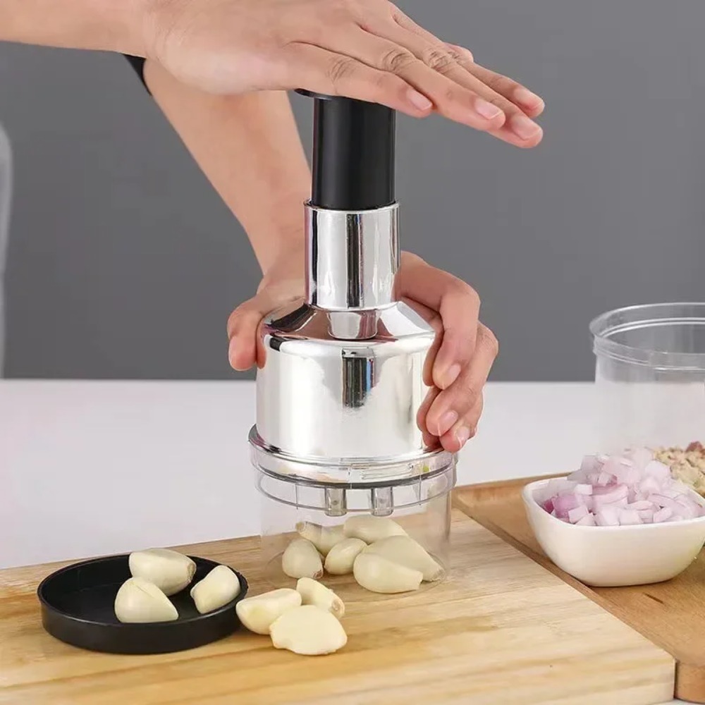 Stainless Steel Garlic Masher & Vegetable Cutter Manual Meat Grinder & Dicer