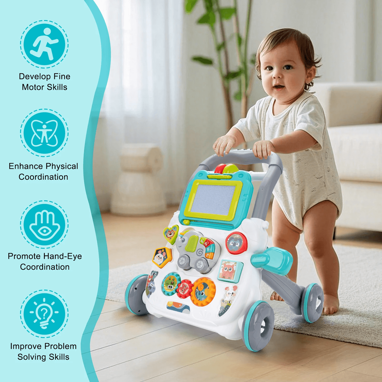 StepPlay Musical Baby Walker with Activity Board for Early Learning